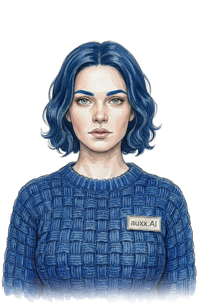 Auxx AI agent — blue